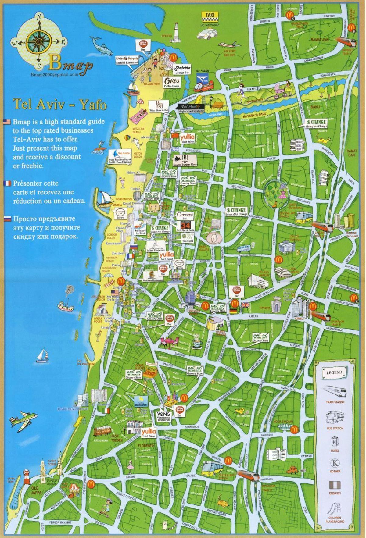 Tel Aviv staðir kort