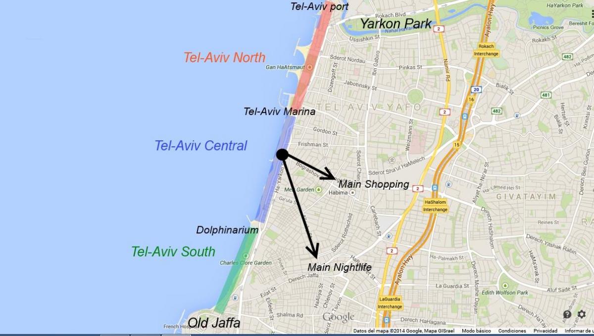 kort af Tel Aviv næturlíf