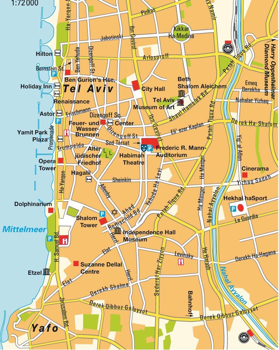 kort af Tel Aviv svæði