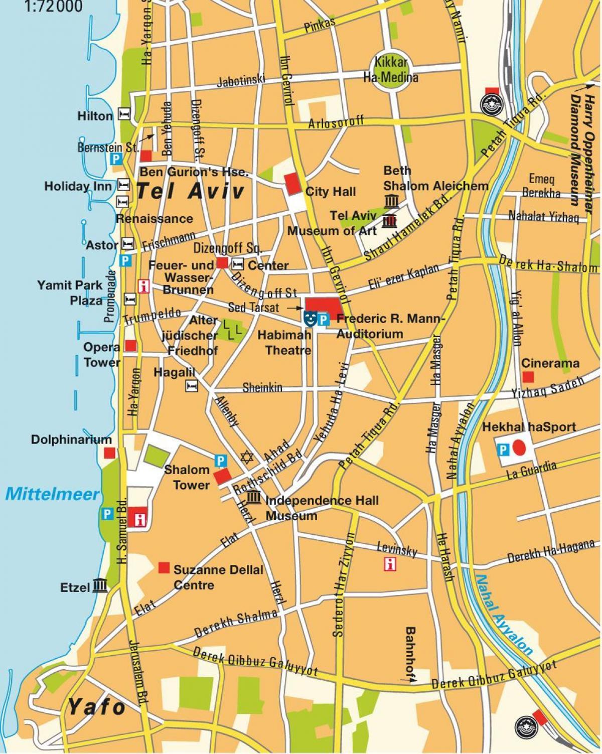 kort af Tel Aviv svæði