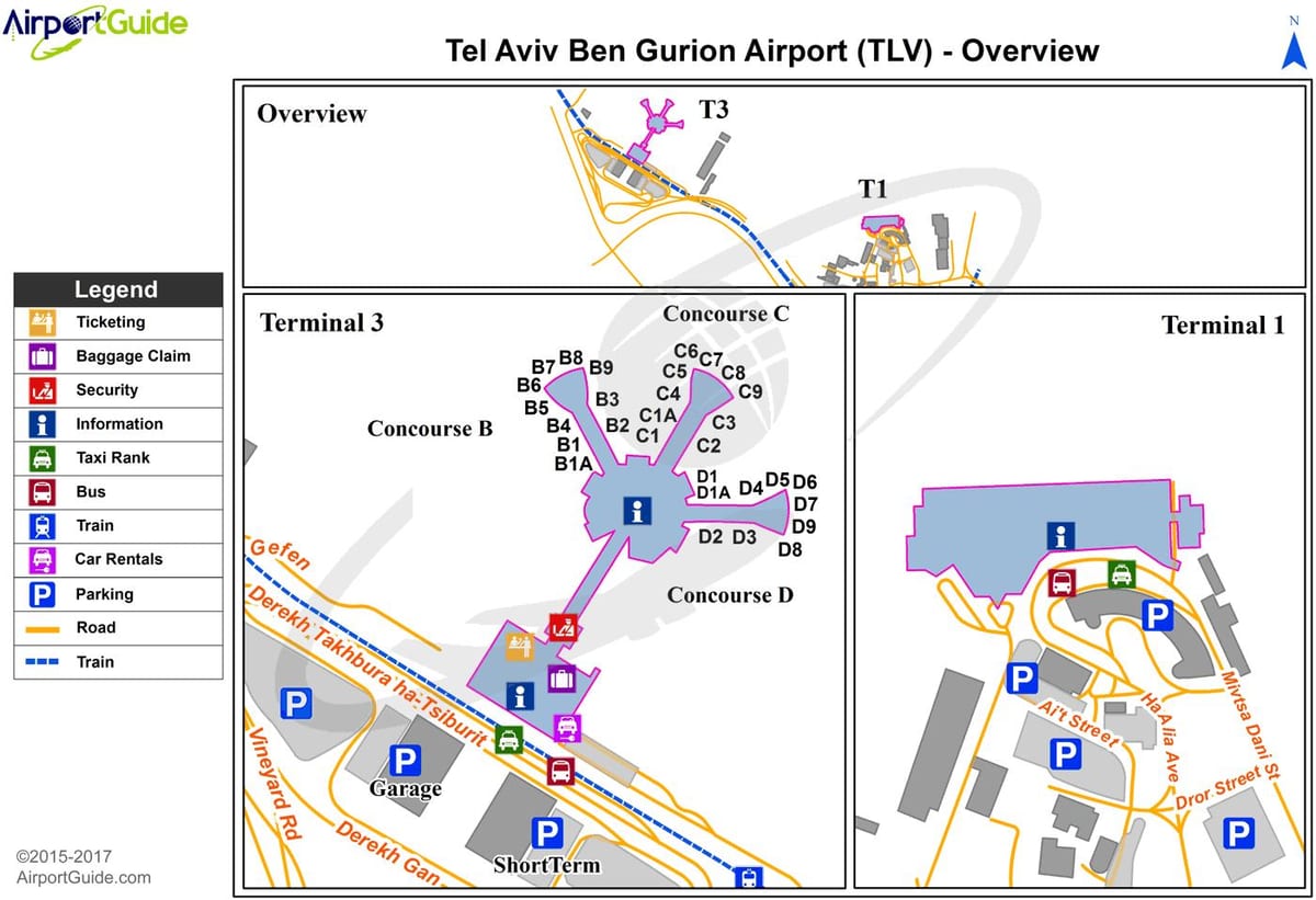 go tel aviv flugvöllur kort