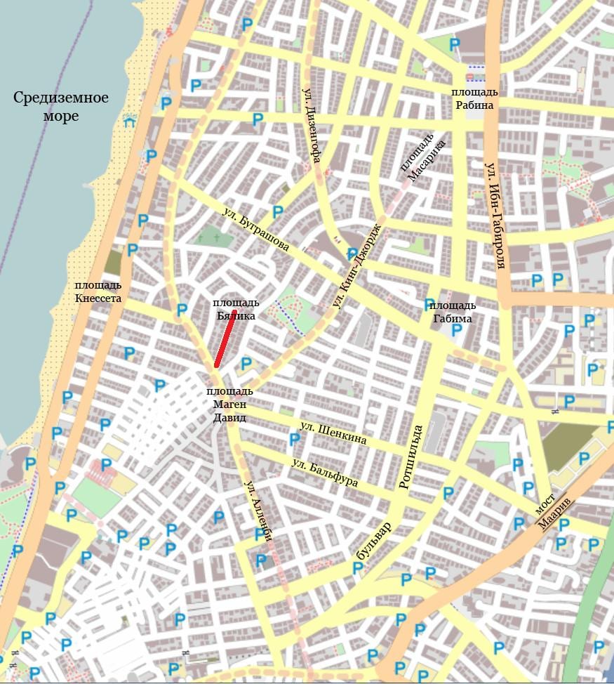 götunni kort af Tel Aviv ísrael