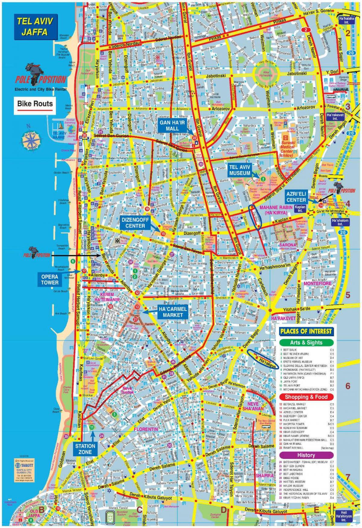 kort af Tel Aviv hjólinu