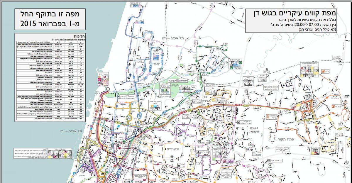 Tel Aviv strætó leiðir kort