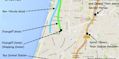 Kort af Tel Aviv almenningssamgöngum