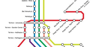 Tel Aviv járnbraut stöðvar kort