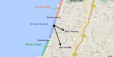 Kort af Tel Aviv næturlíf